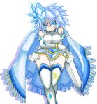  1girl absurdres blue_eyes blue_hair boots breasts duel_monster elf gloves highres ice looking_at_viewer number_21_frozen_lady_justice pointy_ears solo spirit-edge sword thigh-highs thigh_boots weapon yuu-gi-ou yuu-gi-ou_zexal zettai_ryouiki 