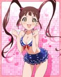  +_+ 1girl :d artist_request brown_eyes brown_hair heart idolmaster idolmaster_million_live! looking_at_viewer matsuda_arisa official_art open_mouth skirt smile solo twintails 