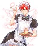  1boy alternate_costume apron crossdressinging cupcake enmaided gekkan_shoujo_nozaki-kun heart kanapy maid maid_headdress male mikoshiba_mikoto pointing red_eyes redhead tray 