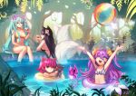  &gt;:( 4girls ahri alternate_costume animal_ears annie_hastur armpits arms_up ask_(dreaming_cat) ball beachball bikini blue_eyes blue_hair breasts flat_chest flower flower_on_head forest fox_ears fox_tail hairband league_of_legends lipstick long_hair looking_at_another looking_up lulu_(league_of_legends) makeup midriff multiple_girls multiple_tails nature outdoors partially_submerged pix pool purple_hair red_bikini red_eyes redhead serious short_hair sideboob sitting sona_buvelle swimsuit tail tibbers tree_shade twintails violet_eyes yellow_bikini yordle 