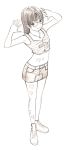  1girl glasses monochrome original sketch skirt solo traditional_media yoshitomi_akihito 