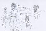  flat_chest genderswap long_hair onepunch_man saitama_(onepunch_man) shibakou short_hair sketch translation_request 