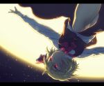  1girl ascot blonde_hair bow hair_bow kikugetsu letterboxed outstretched_arms red_eyes rumia solo touhou upside-down 