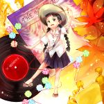  1girl bag black_hair blouse braid character_request crying crying_with_eyes_open hat leaf long_hair ojamajo_doremi pleated_skirt sandals skirt smile solo sun_hat tears twin_braids very_long_hair 