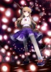  1girl brown_hair crossed_arms from_below full_body highres horns ibuki_suika light_particles long_hair red_eyes smile solo standing tagme touhou zimajiang 