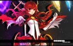  1girl artist_name cape crystal dungeon_and_fighter gloves long_hair looking_at_viewer mage_(dungeon_and_fighter) open_mouth pointy_ears pose red_eyes redhead solo swd3e2 tagme white_gloves 