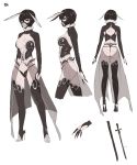  1girl arisawa_kuro ass black_hair boots breasts character_sheet claws cleavage head_wings highres insect_girl large_breasts mask monster_girl moth_girl navel original panties personification red_eyes sword thigh-highs thigh_boots thong underwear weapon 