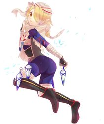  bandages blonde_hair braid hair_over_one_eye juri_(akr) kunai long_hair red_eyes sheik the_legend_of_zelda weapon zelda_musou 