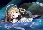  1girl black_dress blonde_hair dress frills gosick gothic_lolita green_eyes hairband lolita_fashion long_hair lying lying_on_water on_stomach ribbon solo very_long_hair victorica_de_blois wt 