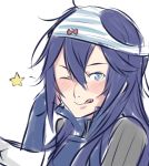  ;p blue_eyes blue_hair blush fire_emblem fire_emblem:_kakusei lowres lucina object_on_head one_eye_closed panties panties_on_head star striped striped_panties tongue tongue_out tusia underwear 