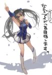  1girl alternate_costume alternate_hairstyle commentary idol kantai_collection long_hair microphone naruse_chisato pleated_skirt skirt solo translation_request twintails zuikaku_(kantai_collection) 