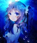  1girl blue_eyes blue_hair hiradaira_chisaki long_hair luruko61 nagi_no_asukara sailor_dress school_uniform serafuku side_ponytail smile solo 