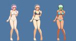  1girl alternate_color aoi_ship bikini breasts cleavage headphones large_breasts long_hair looking_at_viewer navel nitroplus pink_hair pixel_art red_eyes smile solo super_sonico swimsuit 