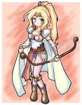  1girl blonde_hair blue_eyes blush bow_(weapon) breasts cleavage eruru_(erl) final_fantasy final_fantasy_iv highres long_hair looking_at_viewer ponytail rosa_farrell solo weapon 