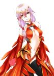  1girl :3 absurdres bare_shoulders black_legwear breasts center_opening cleavage detached_sleeves elbow_gloves fingerless_gloves gloves guilty_crown hair_ornament hairclip highres long_hair looking_at_viewer navel pink_hair red_eyes solo thigh-highs twintails work_in_progress yuzuriha_inori 