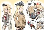  /\/\/\ 2girls anchor_choker anger_vein atsushi_(aaa-bbb) bare_shoulders bismarck_(kantai_collection) blonde_hair blue_eyes blush braid breasts brown_gloves cleavage corset crown detached_sleeves dress flower flying_sweatdrops french_braid full-face_blush gloves grey_legwear hair_between_eyes hairband hands_in_pockets hat highres jewelry kantai_collection kriegsmarine large_breasts long_hair long_sleeves looking_at_another military military_hat military_uniform mini_crown multiple_girls necklace off_shoulder peaked_cap red_ribbon red_rose ribbon rose scarf sweater thigh-highs throwing uniform warspite_(kantai_collection) white_dress 
