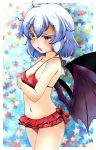  1girl bat_wings bikini blue_hair fumi_(fumifumi-graffiti) highres red_eyes remilia_scarlet short_hair swimsuit touhou wings 