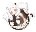  1girl anklet dated gloves horns jewelry kantai_collection long_hair looking_at_viewer monster northern_ocean_hime open_mouth pale_skin red_eyes shibi shinkaisei-kan signature solo white_hair 
