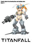  1girl animal_ears assault_rifle atlas_(titanfall) gauntlets geworin gun how_to_draw_an_owl mecha_musume rabbit_ears rifle small_breasts solo titanfall weapon 