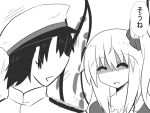  1boy 1girl admiral_(kantai_collection) black_hair closed_eyes flandre_scarlet gomasamune hat kantai_collection military military_uniform naval_uniform open_mouth short_hair side_ponytail touhou translated uniform wings 