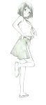  1girl glasses monochrome original sandals school_uniform short_hair sketch solo traditional_media yoshitomi_akihito 