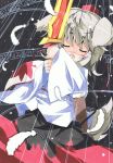  animal_ears closed_eyes dog_ears feathers hat inubashiri_momiji kratos_aurion milkpanda parody sword tail tales_of_(series) tales_of_symphonia touhou traditional_media weapon wolf_ears wolf_tail 