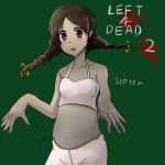  1girl bikini braid brown_hair copyright_name esupe left_4_dead left_4_dead_2 personification red_eyes spitter_(left4dead) spitter_(left_4_dead) tareme tears twin_braids zombie 