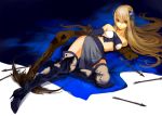  bow_(weapon) brown_hair crossbow gloves jimu_kaji long_hair lying on_side solo thigh-highs thigh_boots thighhighs weapon 