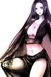  black_hair boa_hancock breasts cleavage ff_gradient grayscale highres kanae_(aab) long_hair midriff monochrome navel one_piece simple_background very_long_hair white_background 