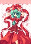  front_ponytail fukase_ayaka fukaseayaka green_eyes green_hair kagiyama_hina long_hair ribbon touhou 