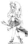  double_bun elbow_gloves endless_frontier_exceed fingerless_gloves frilled_skirt frills frilly_skirt gauntlets gloves lance long_hair midriff monochrome navel neige_hausen pointy_ears polearm solo super_robot_wars super_robot_wars_og_saga_mugen_no_frontier super_robot_wars_og_saga_mugen_no_frontier_exceed sword weapon wink 