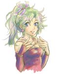  breasts cape earrings elbow_gloves final_fantasy final_fantasy_vi gloves green_hair hands jewelry lipgloss lips long_hair ponytail smile syury tina_branford 