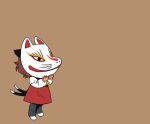  1girl animal_ears brown_hair cat_ears cat_tail chen child dress fox_mask long_sleeves mask multiple_tails onikobe_rin oversized_object pants red_dress shirt short_hair simple_background solo tail touhou 