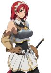  asahikawa cecily_cambell cecily_campbell gloves leotard red_eyes red_hair redhead seiken_no_blacksmith smile sword thighhighs weapon 