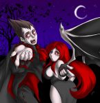 bonne_jenet dark darkstalkers demitri_maximoff long_hair mark_of_the_wolves moon mugen_(game) night red_eyes redhead vampire zetsho 