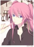  blue_eyes eating harano long_hair original pink_hair pocky solo twintails 