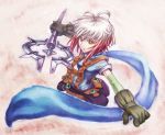  multicolored_hair pascal red_hair redhead scarf short_hair solo staff tales_of_(series) tales_of_graces tda two-tone_hair white_hair 