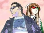  brown_hair cover crossover cv_wakamoto cyberpunk cyborg deus_ex deusex glasses hat heterochromia jc_denton long_hair parody pun rozen_maiden suiseiseki sunglasses 