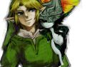  blue_eyes close_up earrings face fang hat helmet imp_midna jewelry link midna nintendo penta5 pointy_ears red_eyes smile the_legend_of_zelda twilight_princess 