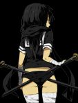  bandage black_hair katana kl original panties solo sword thigh-highs thighhighs underwear weapon 