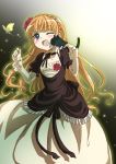  beatrice blonde_hair blue_eyes butterfly cat child cute dress konoe_(vis9191) open_mouth smile solo umineko_no_naku_koro_ni wink 