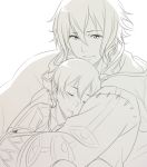  1boy 1girl child closed_eyes drooling fire_emblem fire_emblem:_kakusei hooded_jacket mark_(fire_emblem) monochrome mother_and_son my_unit short_hair sleeping smile tusia younger 