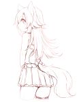  1girl akane_(naomi) animal_ears fox_ears fox_tail long_hair looking_at_viewer monochrome naomi_(sekai_no_hate_no_kissaten) original sketch solo tail 