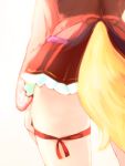  1girl akane_(naomi) ass fox_tail from_behind head_out_of_frame naomi_(sekai_no_hate_no_kissaten) original ribbon simple_background solo tail thigh_ribbon thigh_strap 