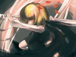  1girl attack bandages blonde_hair blouse darkness ex-rumia hair_over_one_eye huge_weapon red_eyes ribbon rumia short_hair skirt sword touhou vest weapon 