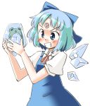  (9) 1girl \_/ arnest blue_eyes cirno frog frozen ice ice_wings short_hair sketch smile solo touhou triangle_mouth wings 