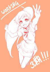  1girl apron breasts long_hair open_mouth ponytail smile solo taneshima_popura waitress working!! 