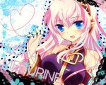  1girl :d blue_eyes breasts character_name headphones ichiyou_moka long_hair looking_at_viewer megurine_luka open_mouth pink_hair smile solo tagme vocaloid 