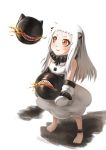 1girl absurdres brown_eyes ghost_(gost8643) gloves highres horns kantai_collection long_hair mittens northern_ocean_hime shinkaisei-kan smile solo tagme white_gloves white_hair 