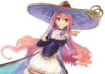  1girl atelier_(series) atelier_shallie cape choker crossed_arms grin hat hidari_(left_side) long_hair pink_eyes pink_hair skirt smile solo white_background wilbell_voll=erslied witch_hat 